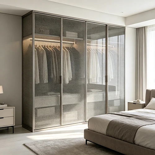 Fabric Laminated Glass Sliding Wardrobe Doors Fabric Laminated Glass Sliding Wardrobe Doors