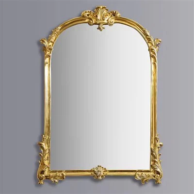 Geborstelde messing spiegel op ware grootte